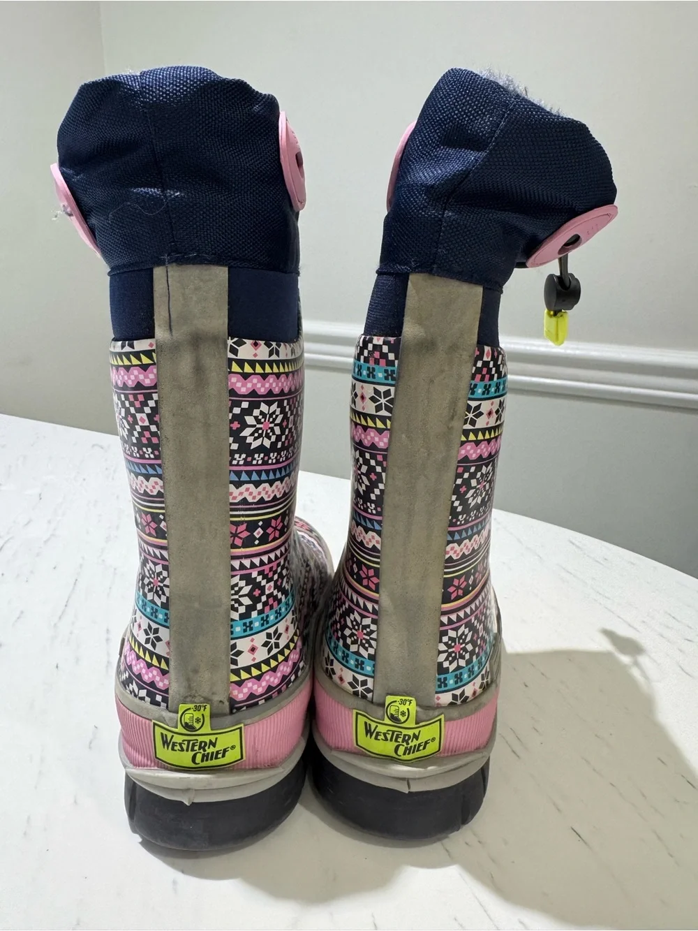 Western Chief Little Girls 10 Waterproof Winter Rain Snow Boots - Pink Pattern